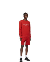 Balmain Red 3d Logo Sweatshirt
