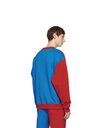 Kenzo Red And Blue Colorblock Logo Sweatshirt