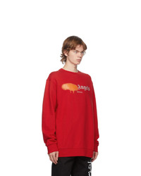 Palm Angels Red And Orange Seoul Logo Sprayed Crewneck