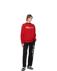 Palm Angels Red And Orange Seoul Logo Sprayed Crewneck