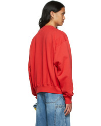 We11done Red Cotton Sweatshirt