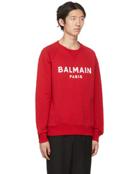 Balmain Red Flocked Sweatshirt