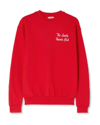 Double Trouble Gang The Lonely Hearts Club Embroidered Cotton Blend Jersey Sweatshirt