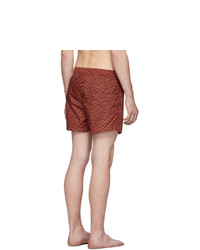 Missoni Red And Black Embroidered Patch Swim Shorts