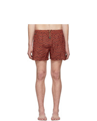 Missoni Red And Black Embroidered Patch Swim Shorts