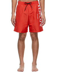 Versace Underwear Red Logo Long Swim Shorts