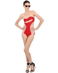 Lips Strapless One Piece Swimsuit