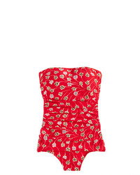 J.Crew Ruched Bandeau One Piece Swimsuit In Falling Foral Print