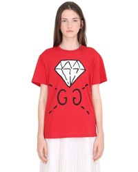 Gucci Diamond Print Cotton Jersey T Shirt
