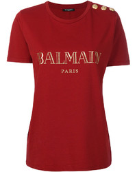 Balmain Logo Print T Shirt
