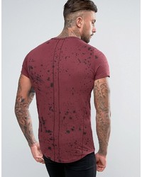 Religion Longline T Shirt With Distressing And Oil Print