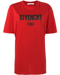 Givenchy Oversized Distressed T Shirt With Logo Print