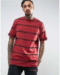 Asos Oversized T Shirt With All Over Flocked Text Print