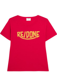 RE/DONE Printed Cotton Jersey T Shirt Red