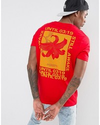 Asos T Shirt With Yellow Abstract Text Back Print In Red