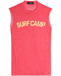DSQUARED2 Printed Cotton Tank With Linen