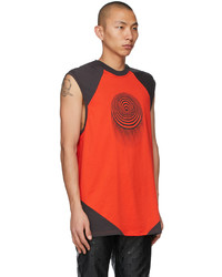 Marine Serre Red Grey Diamond Cut Optic Moon Tank Top