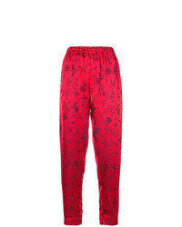 Red Print Tapered Pants