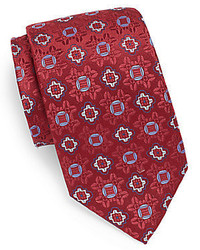 Medallion Print Silk Linen Tie