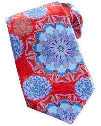 Ermenegildo Zegna Regildo Zegn Large Floral Print Silk Tie Red