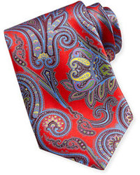 Ermenegildo Zegna Saturated Paisley Print Silk Tie Red