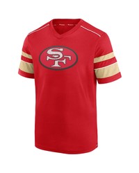 FANATICS Branded Scarlet San Francisco 49ers Textured Throwback Hashmark V Neck T Shirt