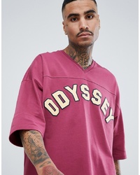 ASOS DESIGN Oversized V Neck T Shirt With Odyssey Print And Half Sleeve