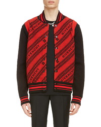 Givenchy Jacquard Logo Chain Link Wool Bomber Jacket