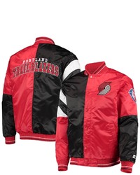 STARTE R Blackred Portland Trail Blazers 75th Anniversary Leader Color Block Satin Full Snap Jacket At Nordstrom