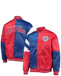 STARTE R Royalred La Clippers 75th Anniversary Leader Color Block Satin Full Snap Jacket At Nordstrom