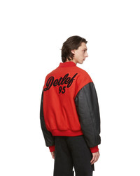 Raf Simons Red And Black American Bomber Jacket