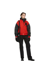 Raf Simons Red And Black American Bomber Jacket