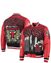 PRO STANDARD Red Chicago Bulls Remix Varsity Full Zip Jacket At Nordstrom