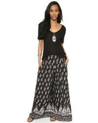 Free People Linen Printed Extreme Wide Leg Pants