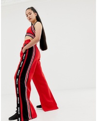 Ivy Park Spliced Stripe Crop Joggers In Red