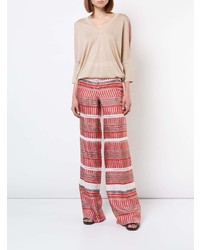 Derek Lam Wide Leg Printed Pant With Lace Insets