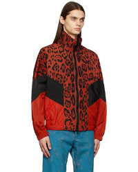 Dolce & Gabbana Red Black Leopard Print Jacket