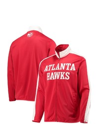 G-III SPORTS BY CARL BANKS Redwhite Atlanta Hawks Zone Blitz Tricot Full Zip Track Jacket