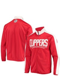G-III SPORTS BY CARL BANKS Redwhite La Clippers Zone Blitz Tricot Full Zip Track Jacket
