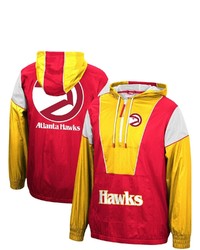 Mitchell & Ness Redyellow Atlanta Hawks Hardwood Classics Highlight Reel Windbreaker Half Zip Hoodie Jacket At Nordstrom