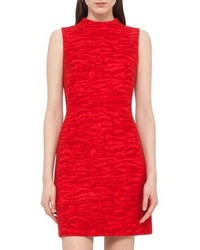 Red Print Wool Sheath Dress