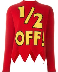 Red Print Wool Sweater