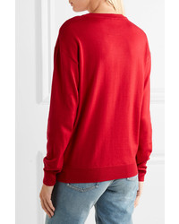 Moschino Intarsia Wool Sweater Red
