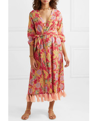 Rhode Resort Lena Tasseled Printed Cotton Voile Wrap Maxi Dress