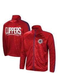 G-III SPORTS BY CARL BANKS Red La Clippers Streamline Tricot Raglan Full Zip Track Jacket At Nordstrom