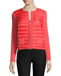Moncler Puffer Knit Combo Cardigan Coral