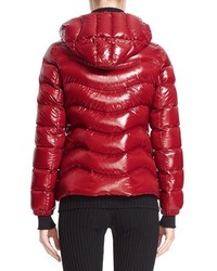 Moncler Anthia Water Resistant Shiny Nylon Hooded Down Puffer Jacket