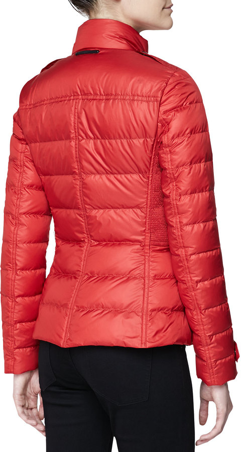 Burberry Brit Short Feminine Puffer Jacket Military Red, $695 | Neiman ...