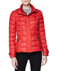 Burberry Brit Short Feminine Puffer Jacket Military Red