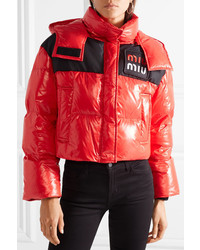 Miu Miu Cropped Two Tone Quilted Shell Down Jacket